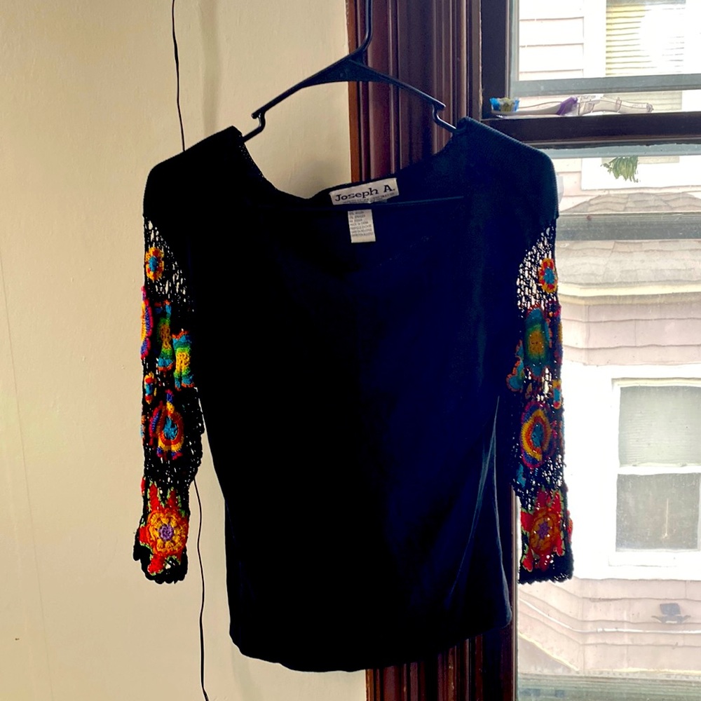 Vintage Knit Top with Beautiful Knit Flower Sleeves